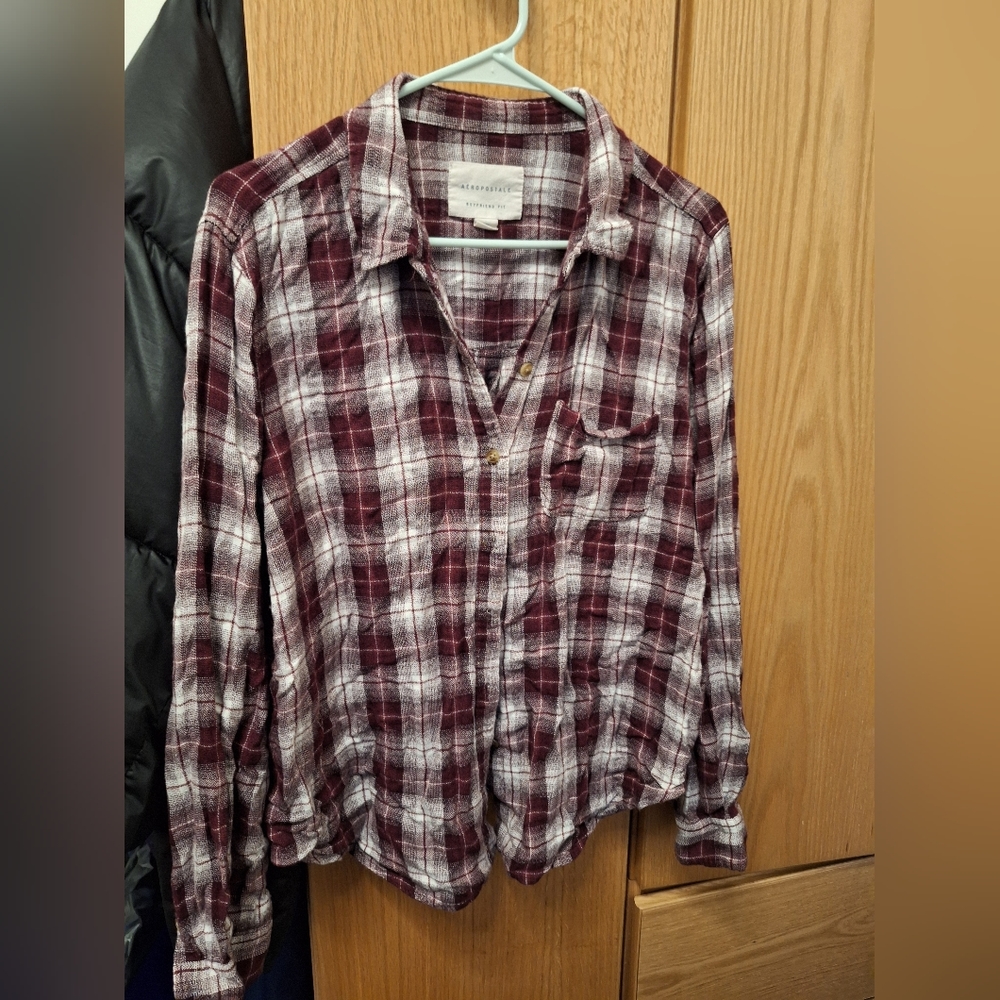 Aeropostale XXL Burgundy flannel shirt
